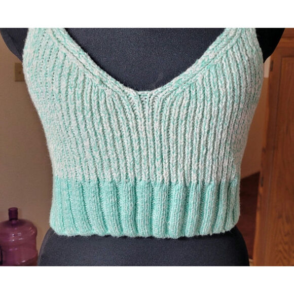 Free People Here All Day Brami Knit Tank Top Bralette XS Cropped Boho Y2K Fairy - Picture 6 of 9